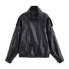 Giacca da Donna Autunnale in Ecopelle Chic con Zip e Revers a Punta Manica Lunga Giacca Capospalla