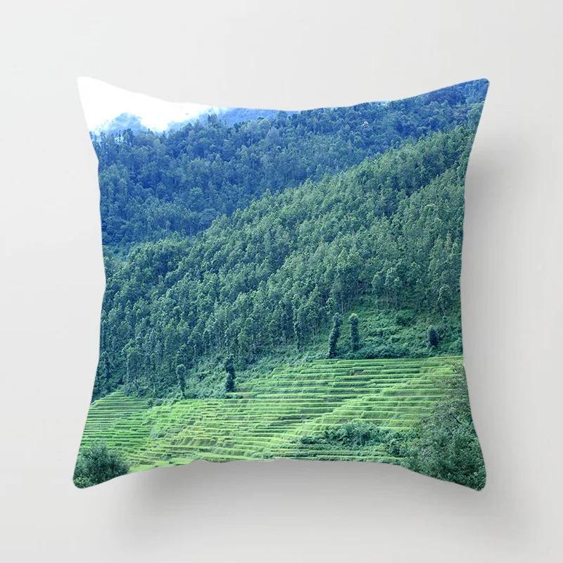 Office Living Room Home Pillowcase Car Ornaments Forest Sunshine Landscape Print Pillowcase