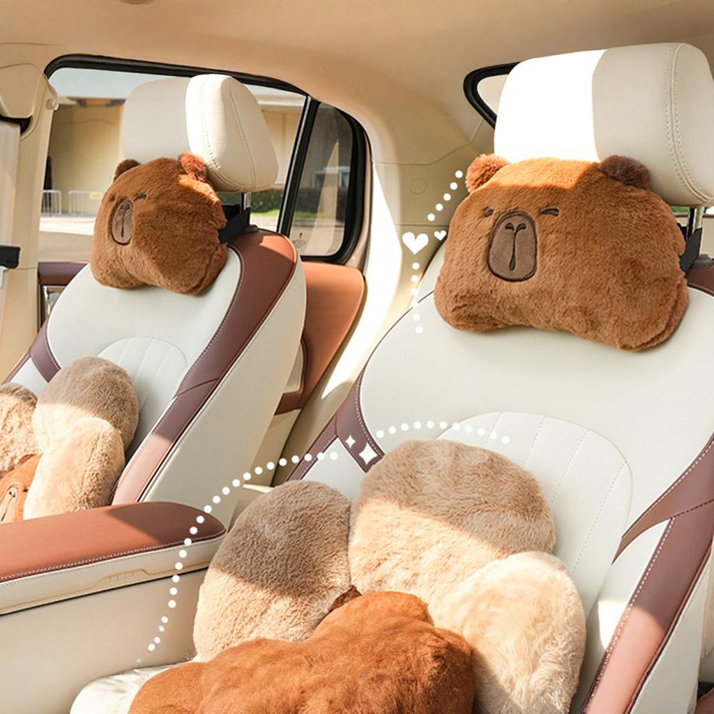 Car Headrest Cushion, Comfortable Plush Cartoon Design,  Car Headrest,  and Cute Car Lumbar Support