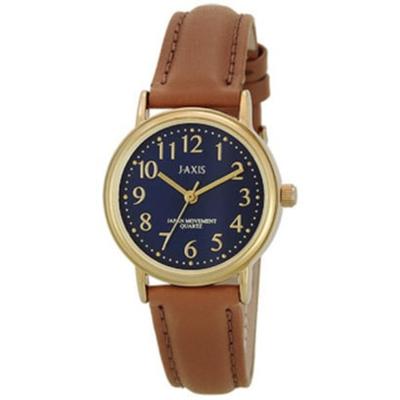 J-AXIS Women's HL199-BRG (Women's Watch Quartz Dark Blue/Camel Sun Flame) Round Watch Brown Alloy