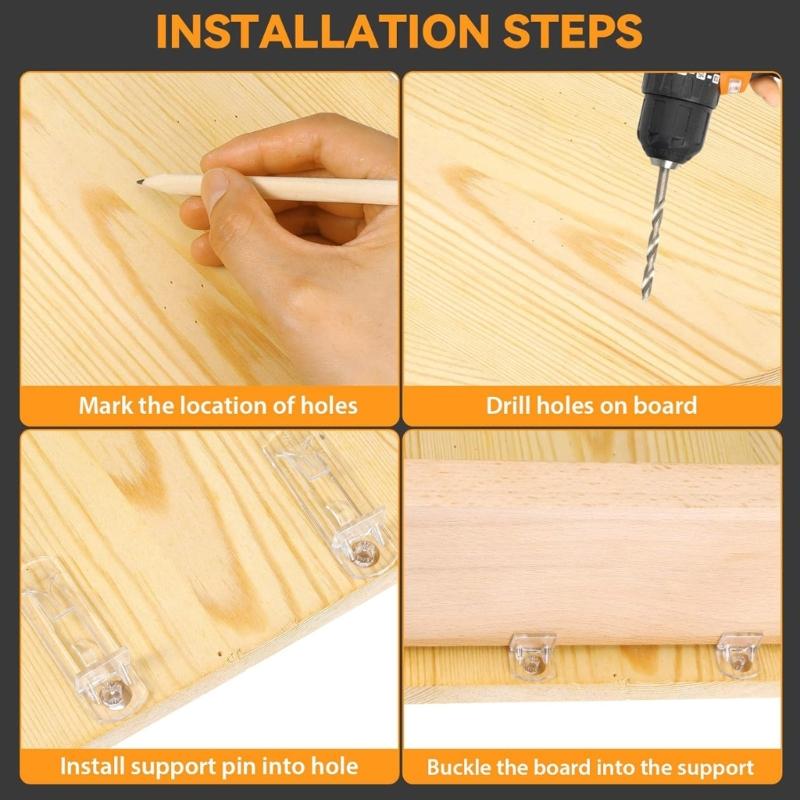 Locking Shelf Clip for Cabinets 40Pcs Clear Plastic Shelf Supports Pegs for Kitchen Bookcases Furniture Hardware