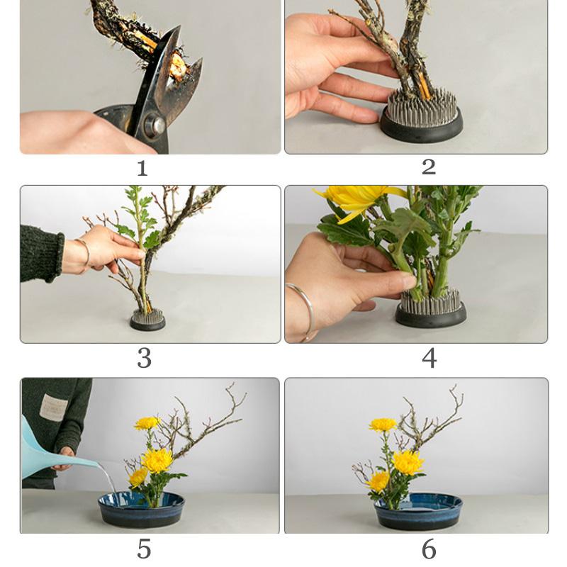 Ikebana Giapponese Kenzan Rana Fiore Spillo Lungo Rotondo Spillo Ottone Strumenti Fissi Disposizione Fiori Decorazione Giardino