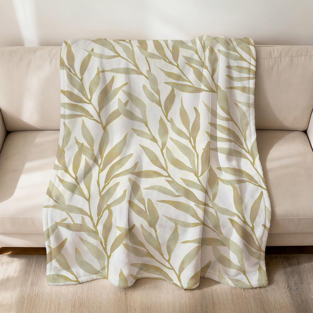 Fashion Willow Leaf Art Modern Flannel Soft Warm Plush Blanket For Sofa Living Room Pet Hogar Bedroom Gift Home Car Portable