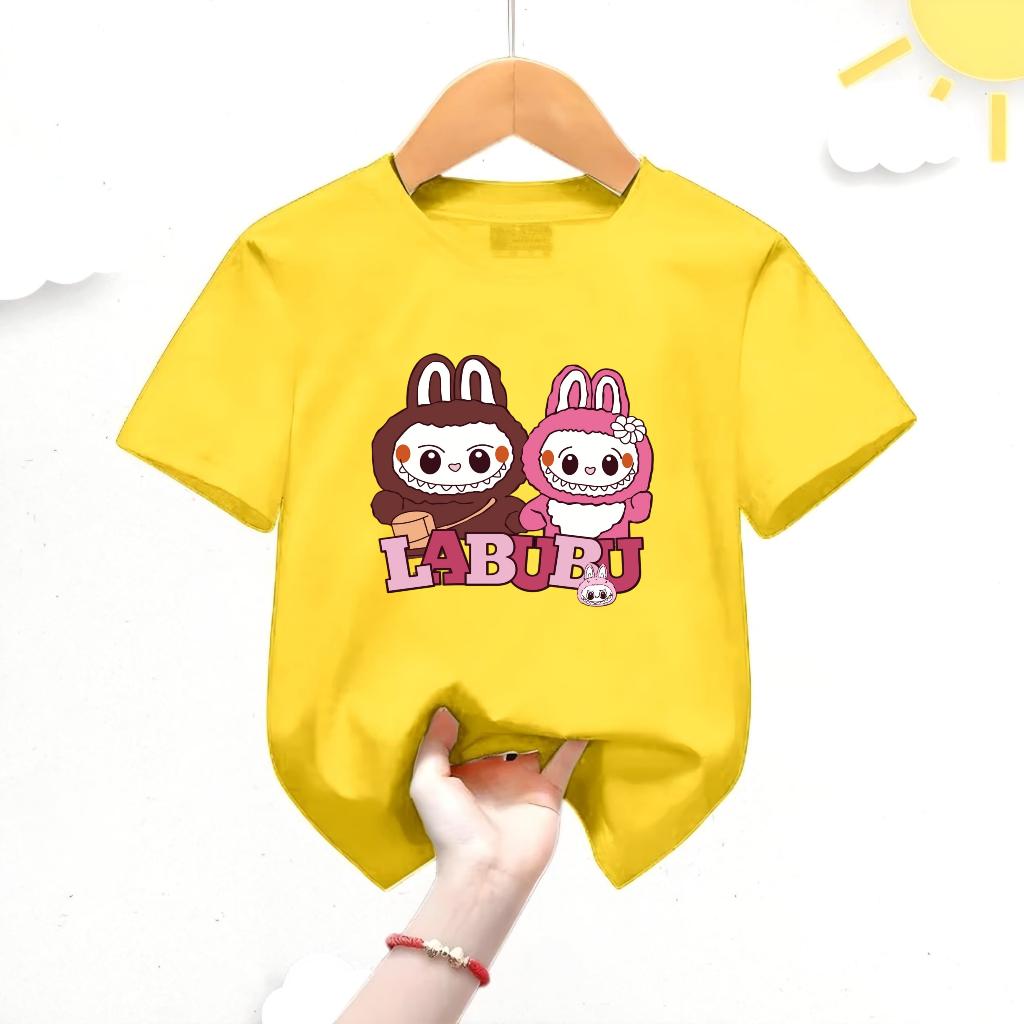 Contemporary Children's T-shirt Top, Printed with Popular LABUBU Pattern for Children's Clothing Short Sleeved Casual