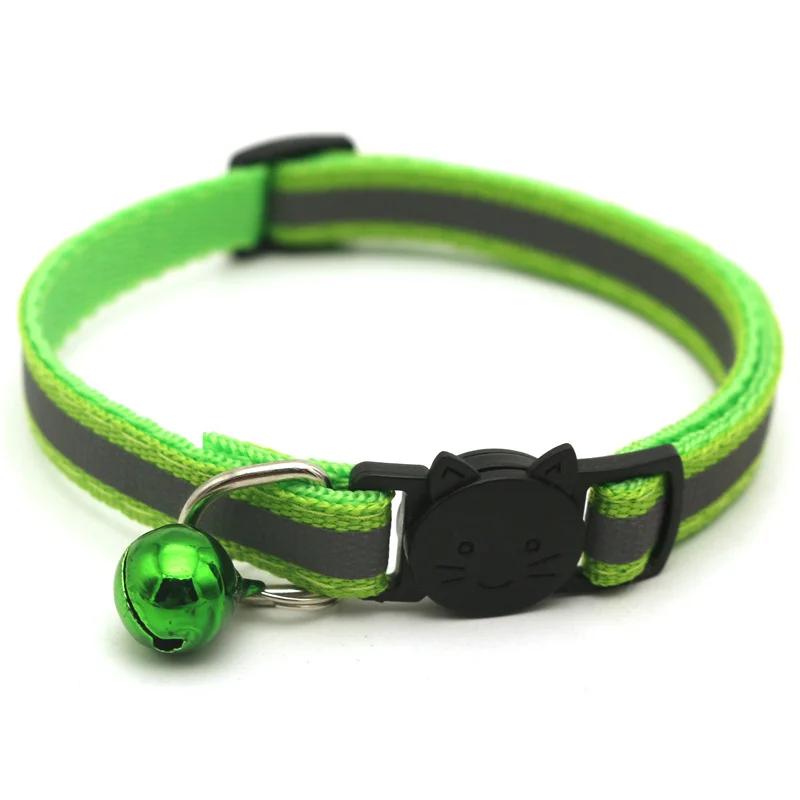 Safety Breakaway Cat Dog Collar Neck Strap Reflective Nylon Kitten Puppy Pet with Colorful Bell Puppy Pet Leash Accessories