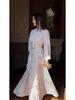 2025 European & American Rhinestone Spliced Sexy Glass Yarn Dress
