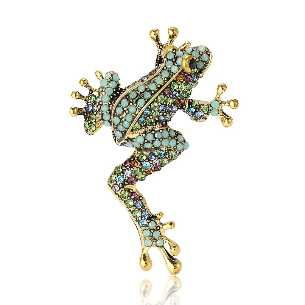 Retro Simple Alloy Rhinestone Long Leg Frog Brooch Temperament Personality Men'S And Women'S Clothing Corsage Jewelry Animal Pin