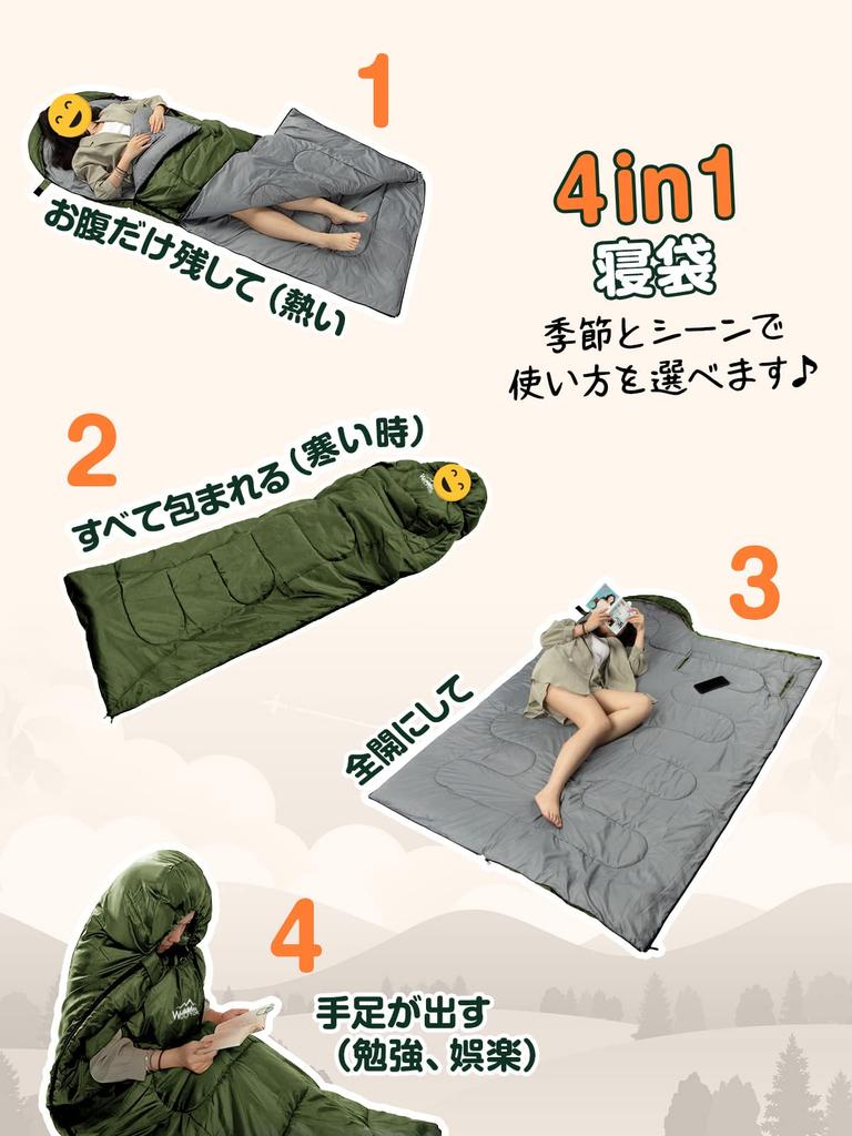 Wolfyok Outdoors Winter Sleeping Bag Limbs 230T Multifunctional Sleeping Comfortable Temperature Range Fully Includes Storage Ideal for Car Emergency