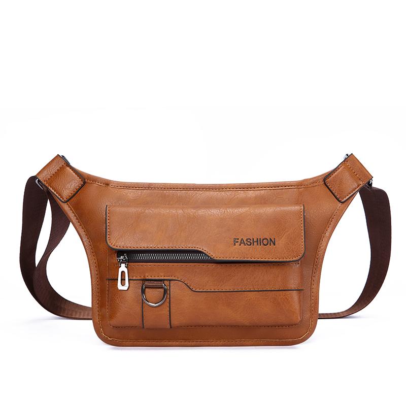 Men's Crossbody Bag Chest Bags High Quality Shoulder Bag Chest Bag for Men Fashion Business Messenger Bag PU Leather Waist Bags