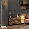 Fabric Chest of Drawers with 5 Drawers and Metal Frame, Industrial Style for Living Room or Hallway, 98x29x63 cm, Rustic Brown