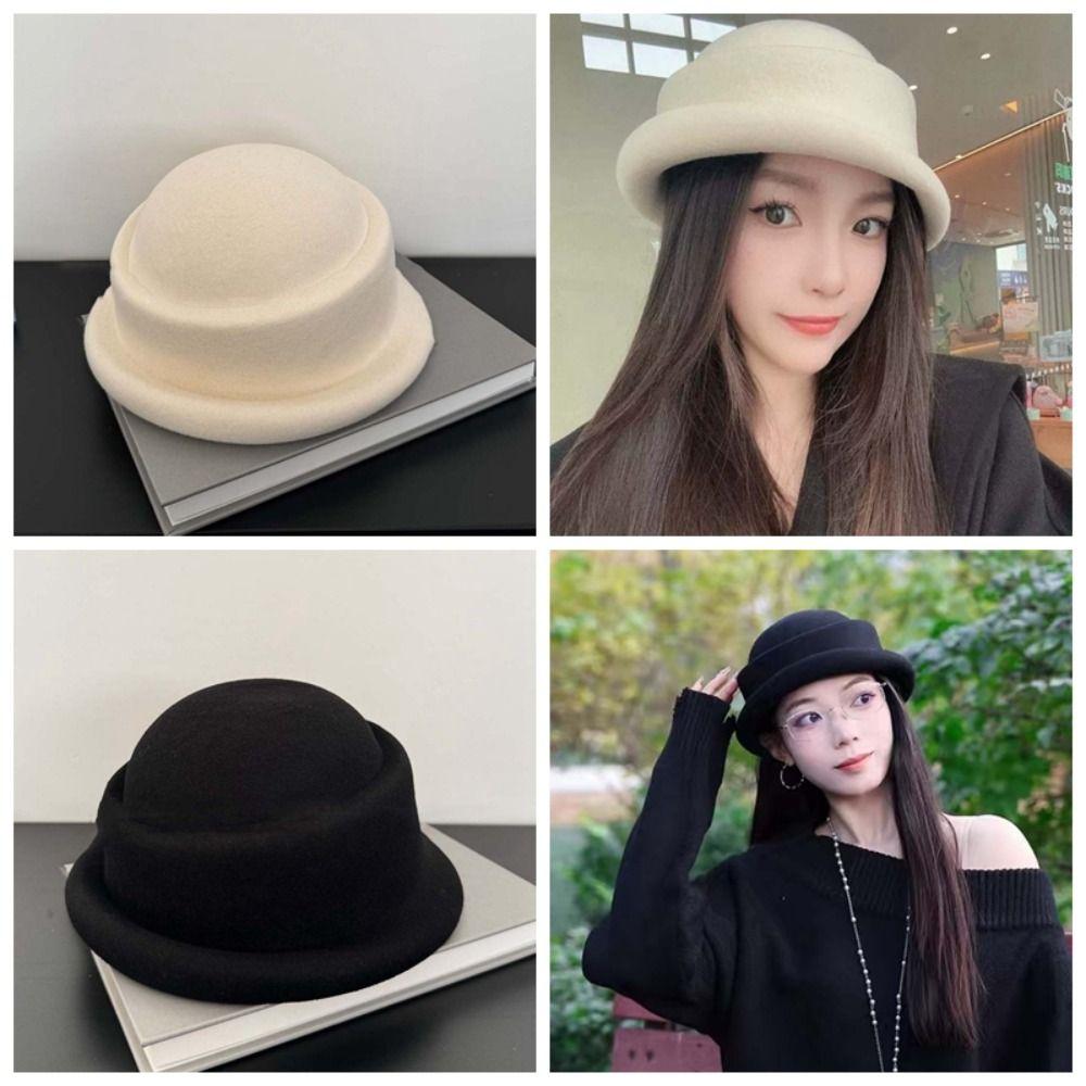 Versatile Woolen Rolled Edge Cap Beret Woolen Formal Hat Princess Hat British Top Hat  Banquet