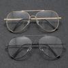 European & American Double Bridge Square Aviator Sunglasses - Stylish Simple Half-frame Flat Lenses