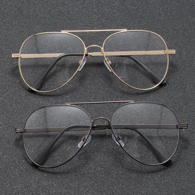 Occhiali da sole Aviator Quadrati a Doppio Ponte Europei e Americani - Eleganti Semplici Mezza Montatura Lenti Piatte