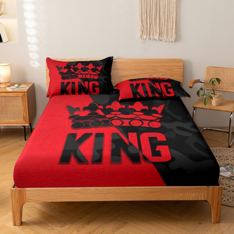 3-Piece Simple Modern Skull Animal Pattern Digital Printing Three Piece Fitted Sheet Set, Bedroom Printed Bed Cover Set, Bedding