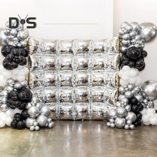 25Pcs Square Foil Metallic Balloons Double Sided Balloon Wall Tunnel Wedding Graduation Backdrop Arch Garland Kit for Birthday Party