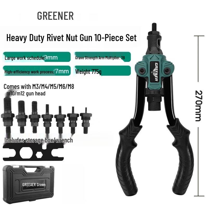 GREENER Manual Rivet Nut Gun Tool Set