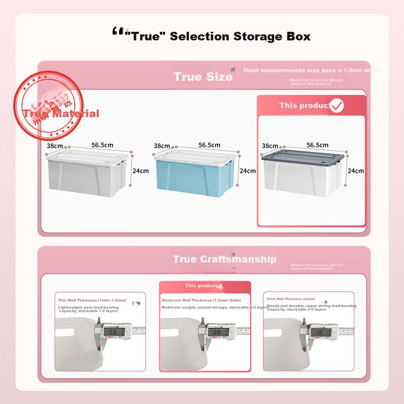 Qingye Mu Large Plastic Storage Box, Clothes Organizer, 36L White, 1 Piece, with Wheels