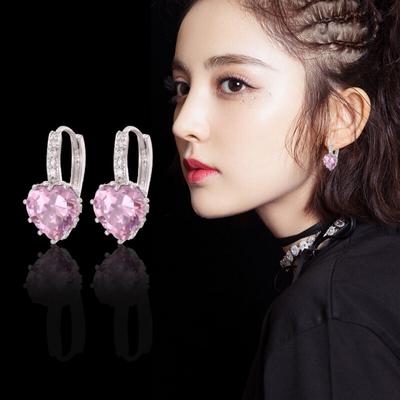 925 Silver Needle Heart Shaped Ultra Flash Zircon Earrings Female Style Temperament Birthday Party Christmas Jewelry Gifts