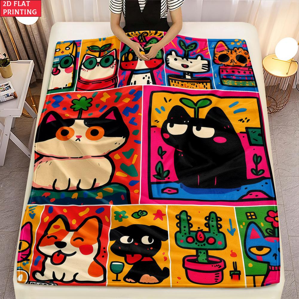 Animal Flannel Thin Blanket Blanket Picnic Bed Sofa Blankets Family Bedroom Children's Room Napping Blankets Fluffy