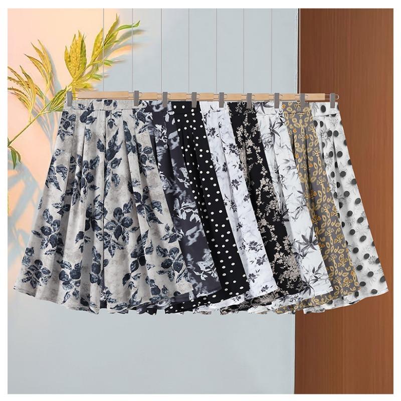 Women Floral Print Wide Leg Cropped Pants Elastic Waist Casual Summer Trousers