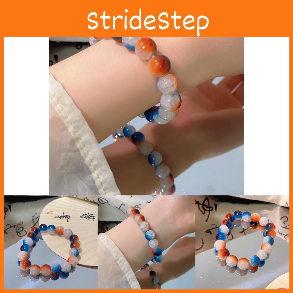 Modern Chinese Style Handmade Bracelet With Deep Sea Glass And Blue Tiger Stones Eye