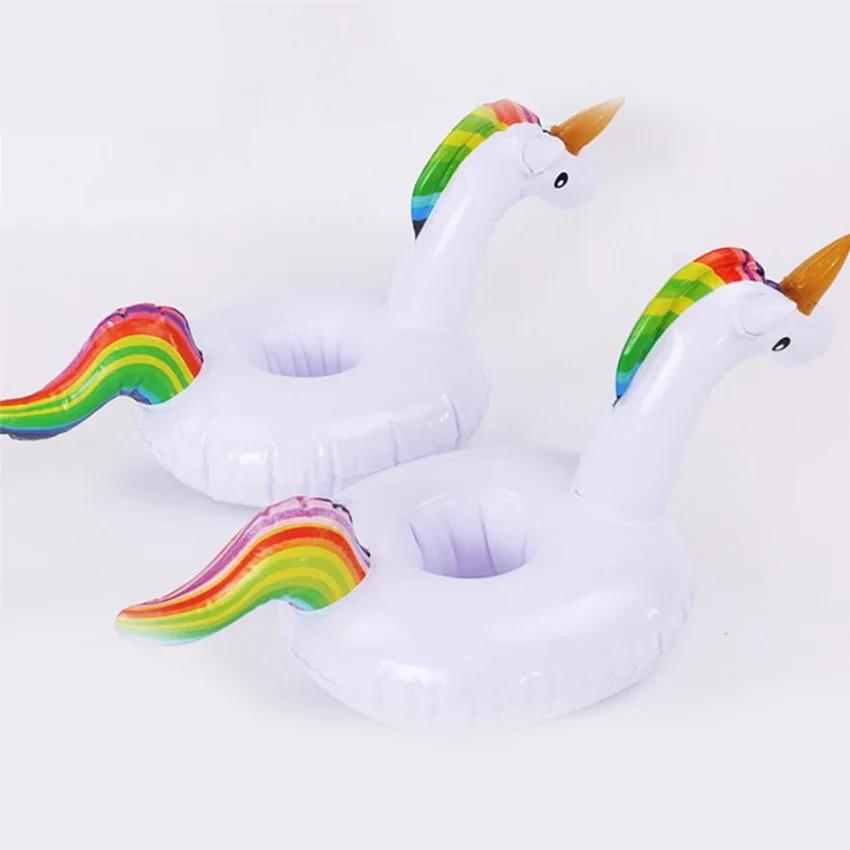 Mini Water Coasters Floating Inflatable Cup Holder Swimming Pool Drink Float Toy Inflatable Circle Pool Coasters Swan Flamingo