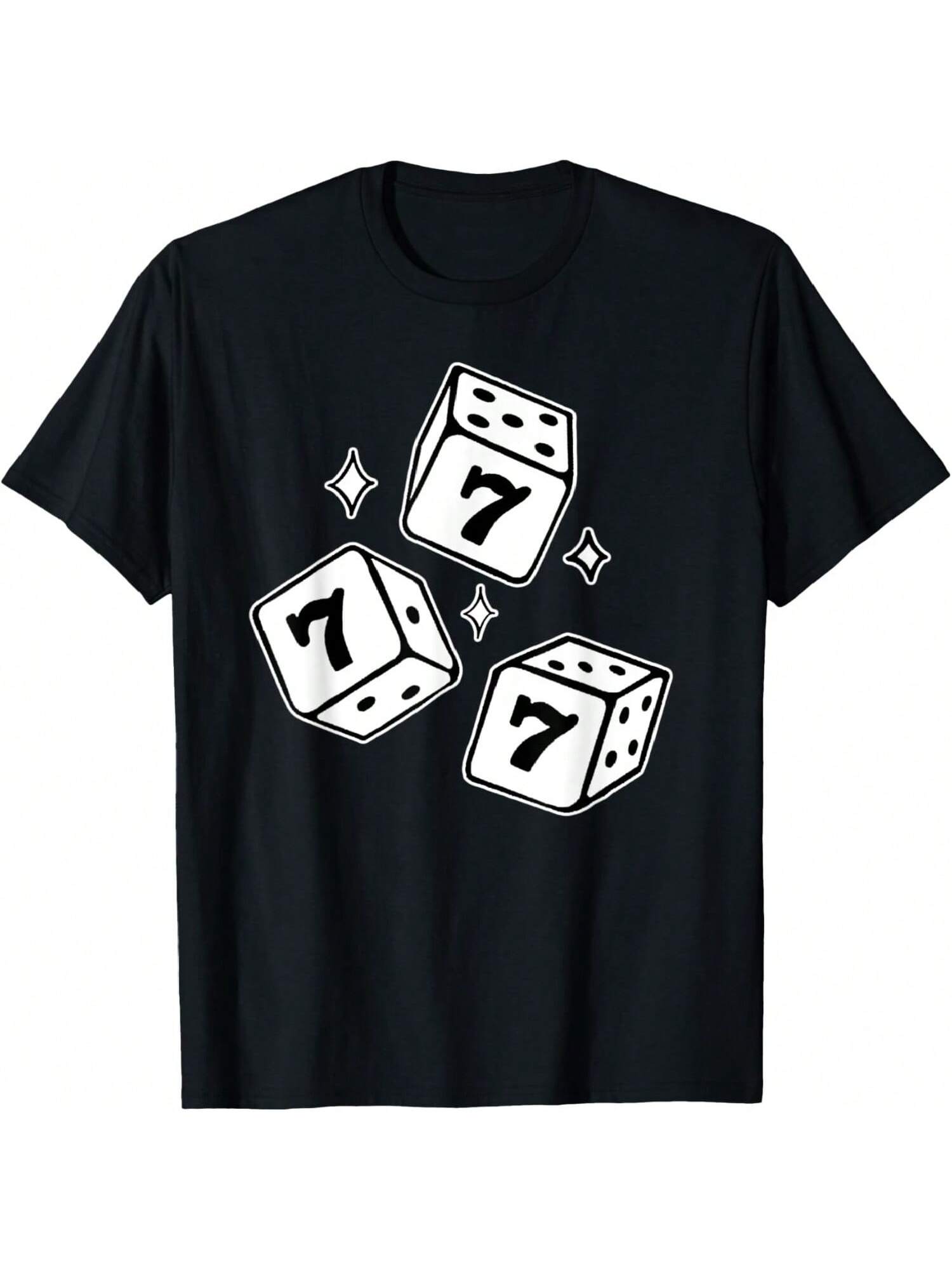 777 Lucky Dice Angel Number Blackwork T-Shirt, Small S