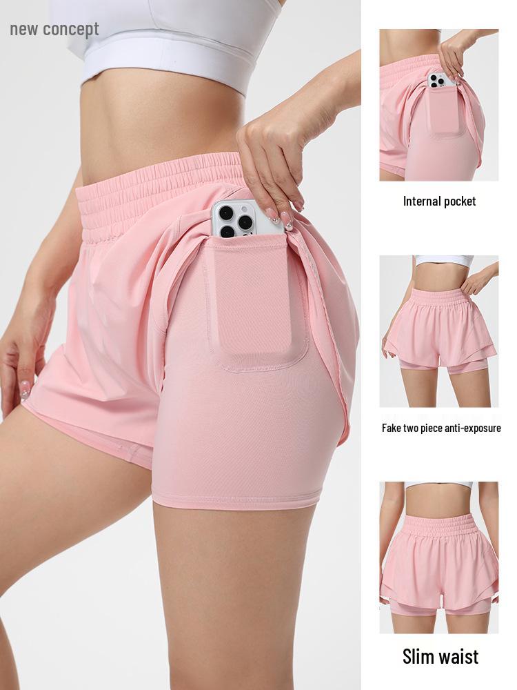 Women's Quick-Dry High-Waist Running Shorts and Yoga Pants Combo