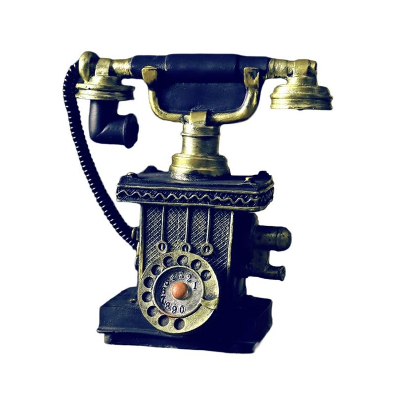 

American Antique Rotary Dials Telephone Model Resins Vintage Ornament For Home Table Shelf TV Cabinet Bar Display Decors 1