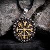 Classic Norse 24 Runes Viking Compass Necklaces Mens Amulet Vegvisir Pendant Stainless Steel Chain Icelandic Male Jewelry Gifts