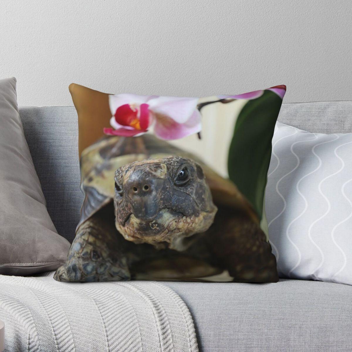 Green Harvest Unisex Little Foot The Tortoise Square Pillowcase Polyester Linen Velvet Creative Zip Decor Throw Pillow Case Car Cushion Cover 45X45