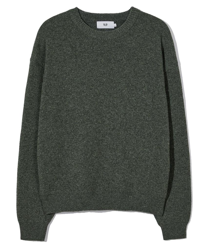 WEST GRAND BOULEVARD Semi-Over Wool Blended Knit Moss Green