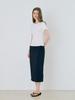 Leusejiem Classic Nylon Pencil Midi Skirt - Navy