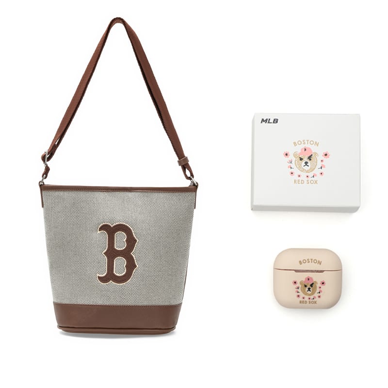 MLB Canvas Bucket Bag, Portable Crossbody Bag, Shoulder Bag Regular Unisex Brown Gray Multicolor 3ABMS072N-43BRD