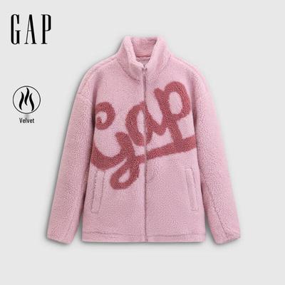 Unisex Color-block Logo Faux Lambswool Stand-collar Sweatshirt