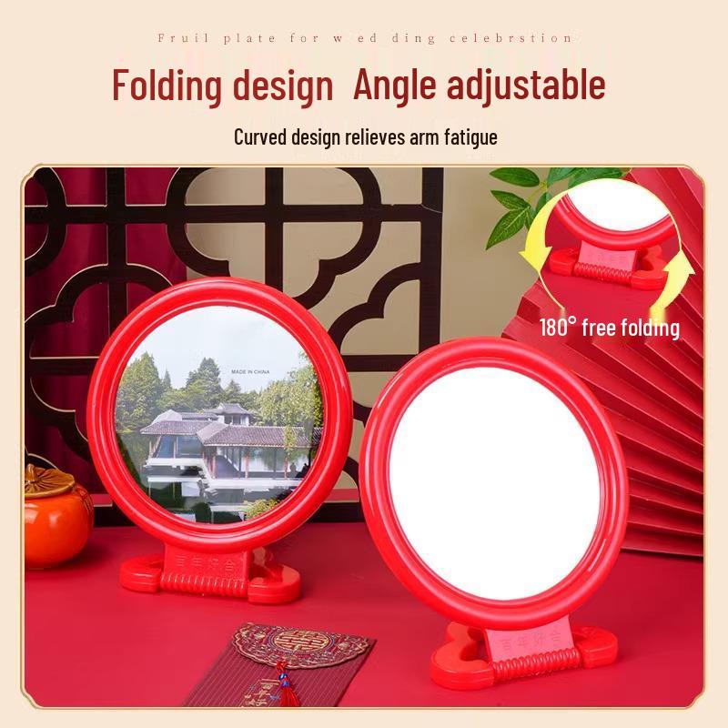 Vintage-Style Large Round HD Plastic Mirror - Tabletop or Wall-Mounted Dressing Mirror