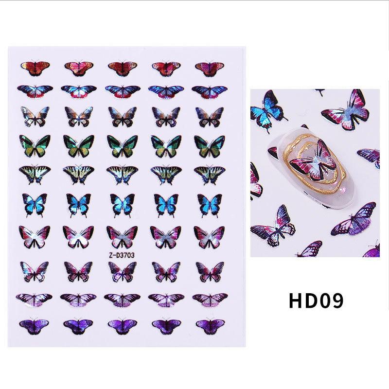 8 PC Holographic 3D Nails Stickers Nail Art Laser Butterfly Sticker Decal Butterflies Manicure Decoration Tool