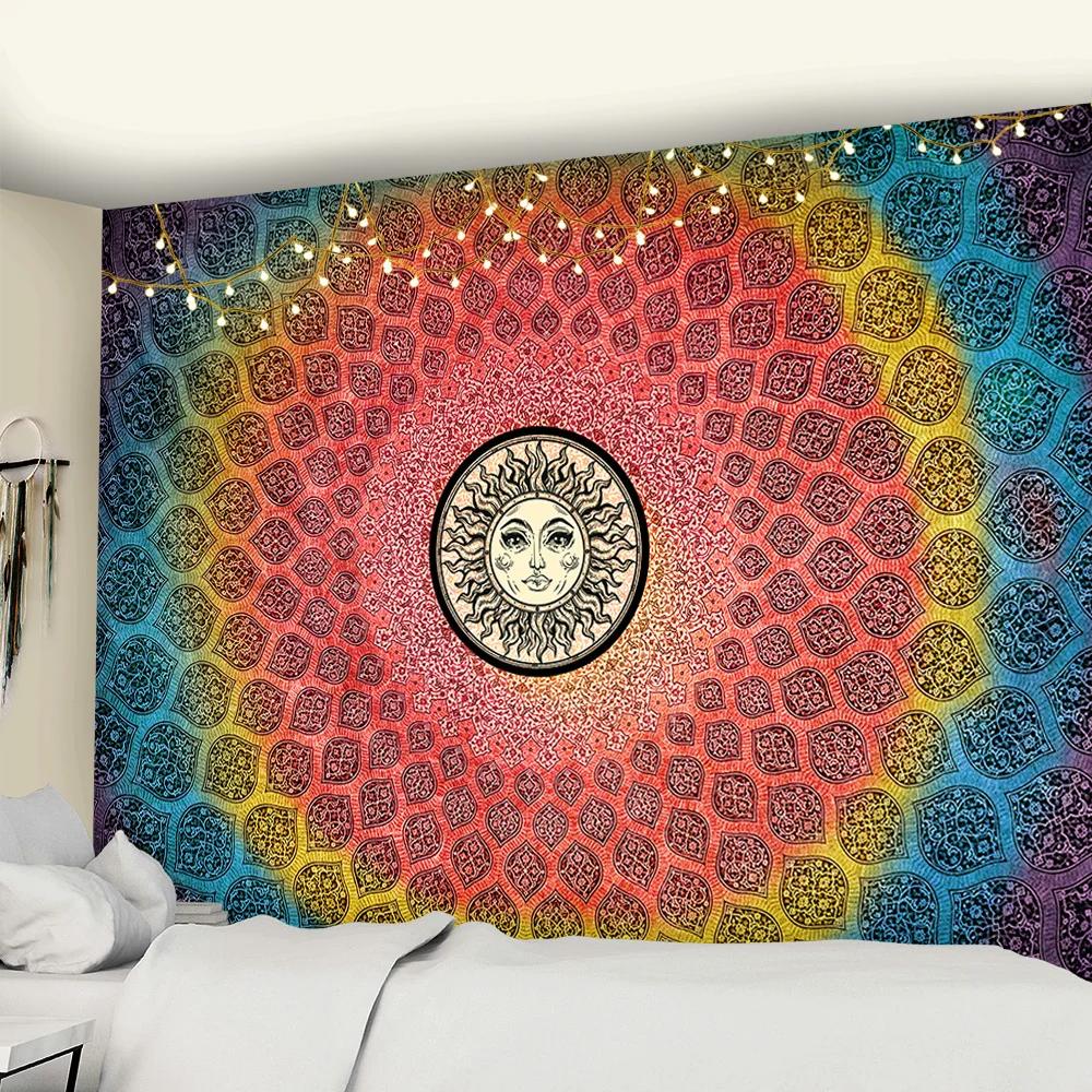 Mandala Tapestry Wall Hanging Boho Decor Wall Cloth Tapestries Psychedelic Hippie Night Moon Tapestry Mandala Wall Carpet