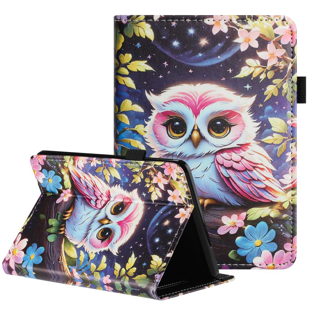 For Amazon Kindle Paperwhite 6 (2024) Tablet Case Litchi Texture Pattern Printing Leather Cover Auto Sleep/Wake with Card Holder