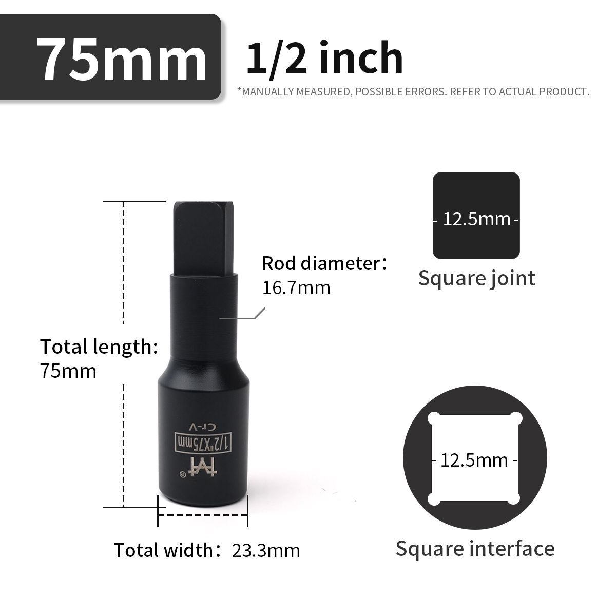 

1 шт. Довгий подовжувач із тріскачкою для важких навантажень Пневматичний інструмент Подовжувач ударного гнізда 1/2 3/4 1 дюйм 75 125 150 200 300 400 мм