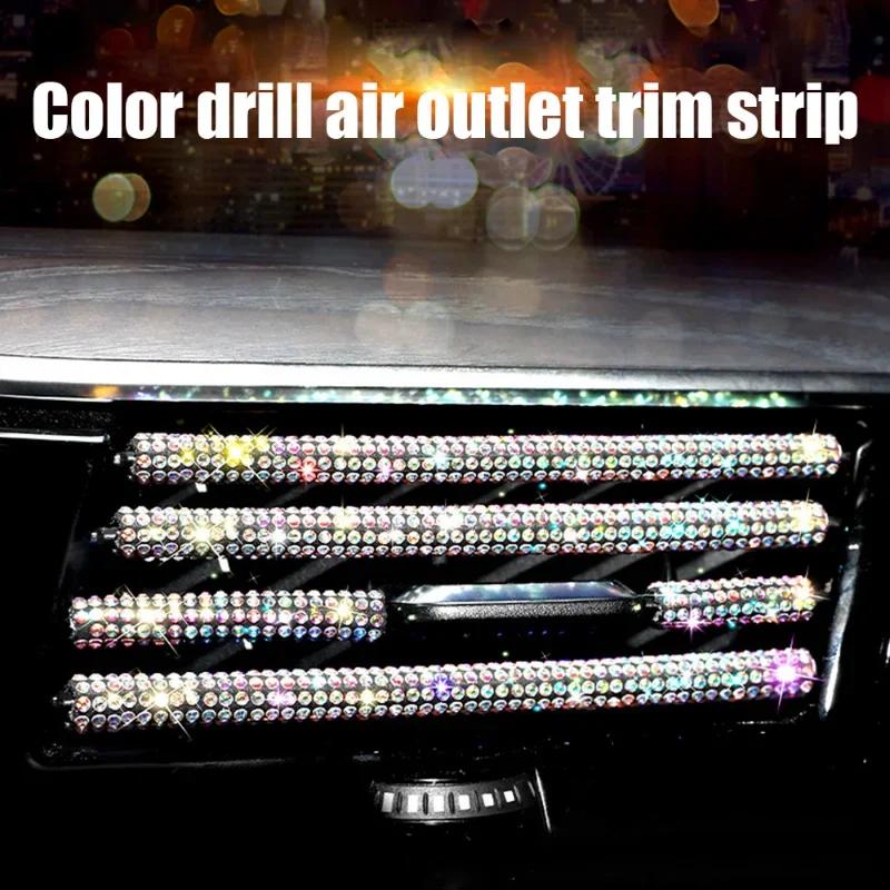 10Pcs Car Air Conditioner Outlet Decorative Strips Wholesale Colorful Diamond U Shape Rhinestone Clip Sticker Auto Accessories