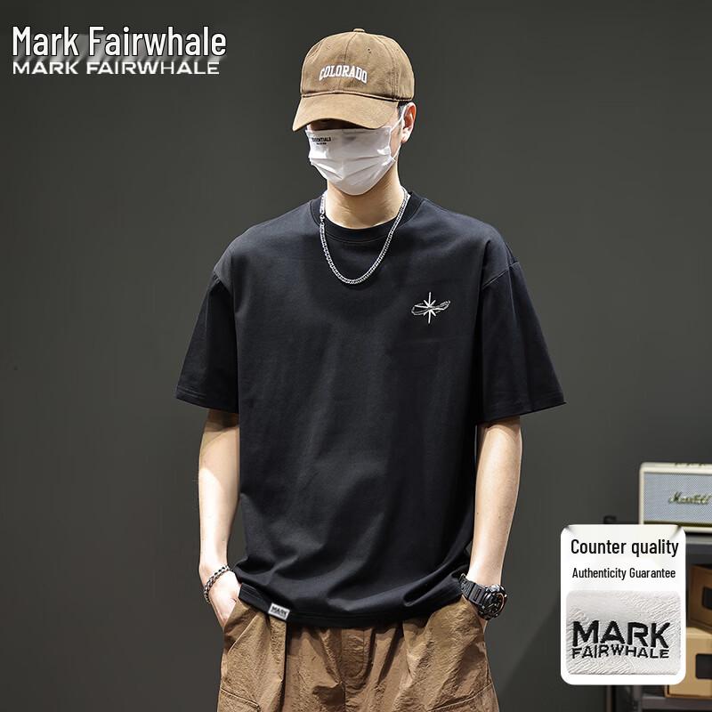 Mark Hua Fei Men's Ice Silk Embroidered Round Neck T-Shirt