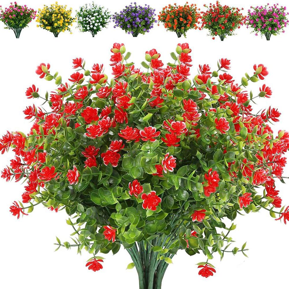 Faux Plants Artificial Flowers Garden Setting As Shown 12 Bundles Lifelike Aesthetic Low Maintenance Odorless Plastic For Home