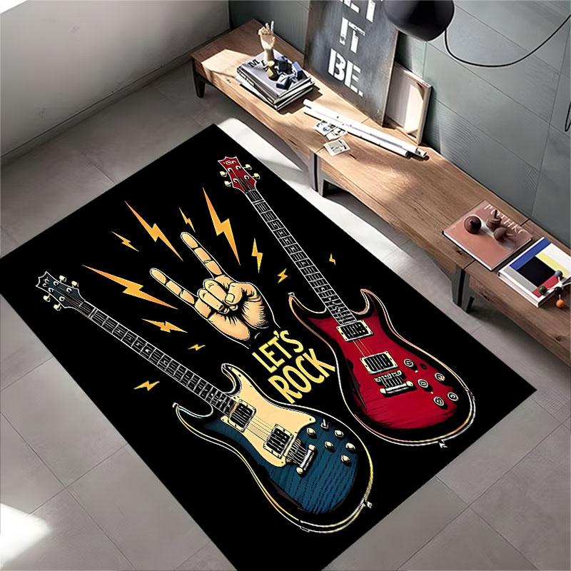 Rock Music Guitar Carpet suitable as a non-slip mat for the living room or bedroom sofa