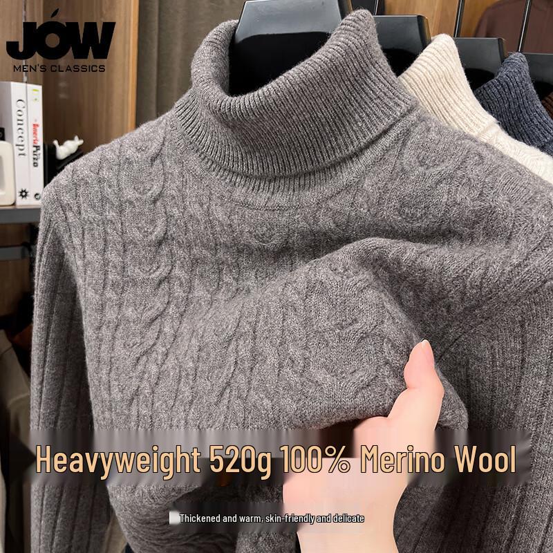 

Чоловічий светр JOW з 100% австралійської мериносової вовни 520г потовщений гольф 3XL