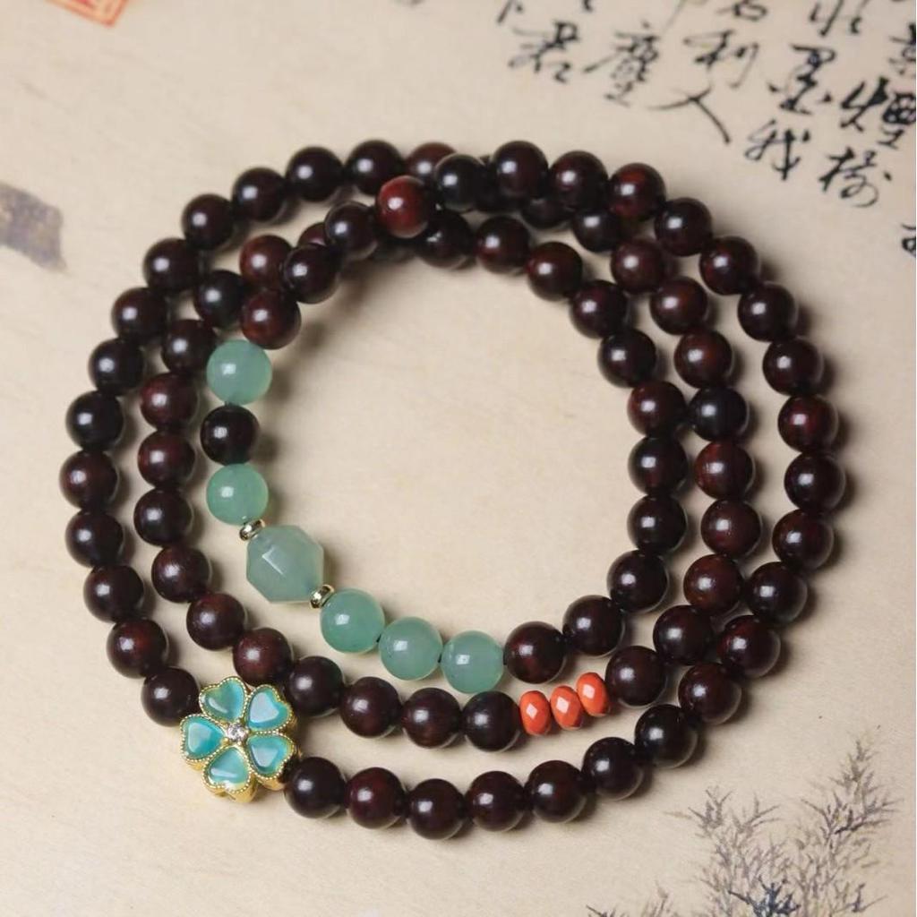 Indian Little Leaf Rosewood 108-Bead Buddhist Bracelet/Necklace - Unisex