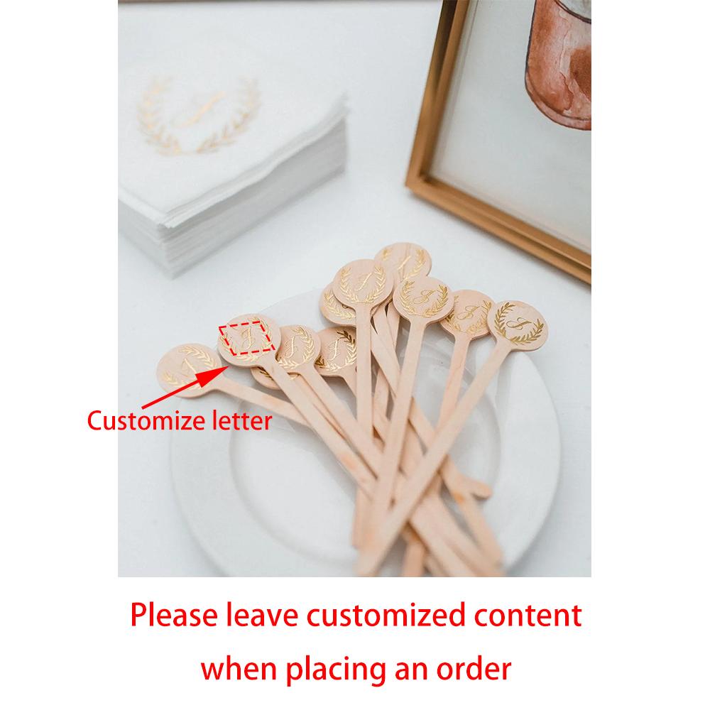 

20Pcs Custom Wedding Stir Sticks Wooden Drink Stirrers Monogram Swizzle Sticks Signature Cocktails Wedding Reception Engagement 20pcs