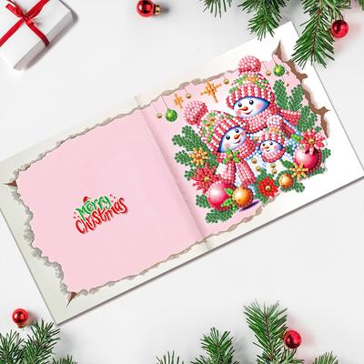 12pcs DIY Xmas Pattern Diamond Painting Greeting Card Set Rhinestone Diamond Art Mosaic Postcards Congratulations Cards & Gifts
