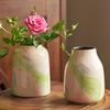 Hand Drawn Oil Painting Ceramic Vase Glazed Hydroponic Vase with Cracks American Country Style Home Interior Decoration Gift