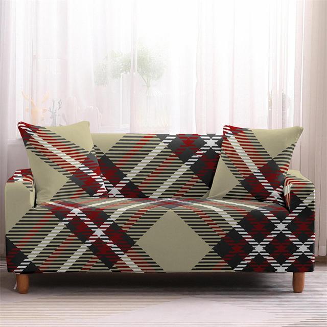 Striped Plaid Printed Couch Cover Sofa Cover For Living Room Elastic L -Shape Anti -Fouling Slipcovers Pets Chaselong Protector